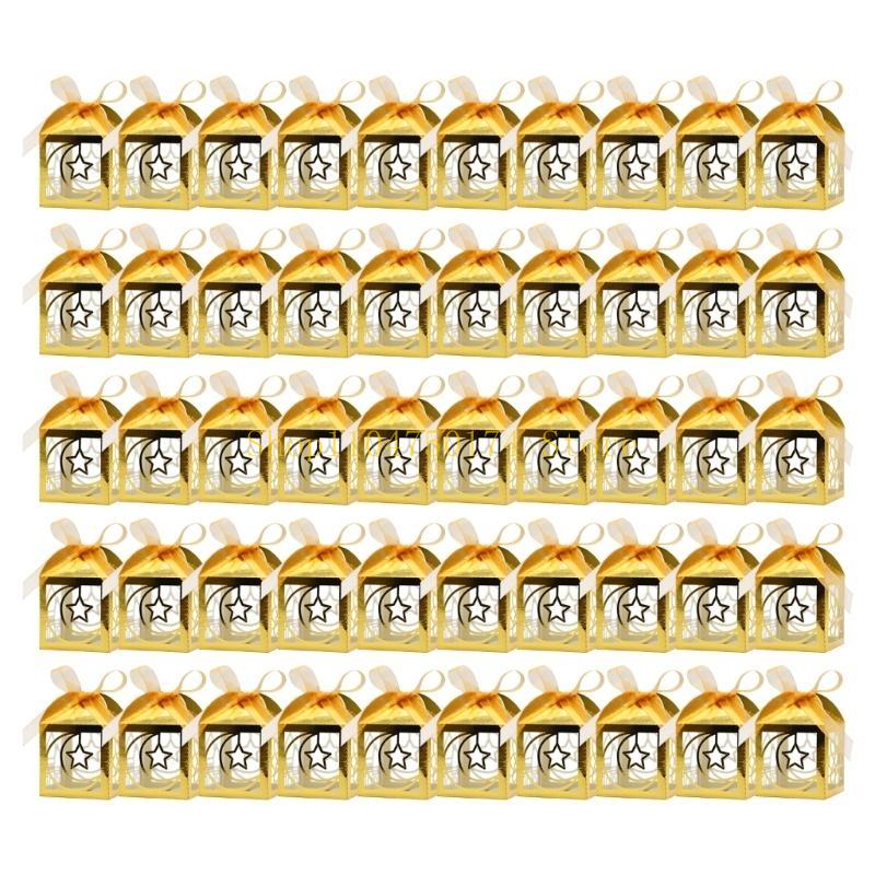 50PCS Eid Mubarak Boxes Eid Decoration Supplies Candy Box Suitable for Festival Treats and Festival Parties Decorations top sale