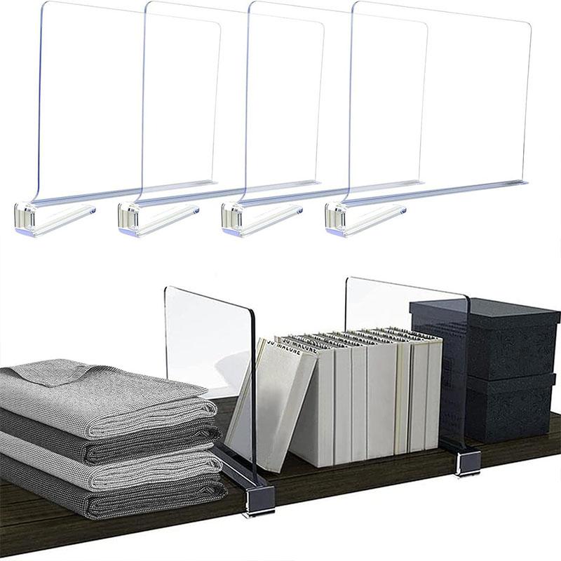 Clear Wardrobe Partition Board Set Ps Acrylic Shelf Dividers For Organizing Clothesbookstoys - Anti-Slip Space Saver