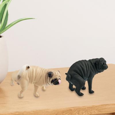 Simulated Dog Model PVC Sleeping Pooping Pug Shiba Figurine Statue Sculpture Home Office Desktop Decoration Ornament Kids Educational Animal Toy