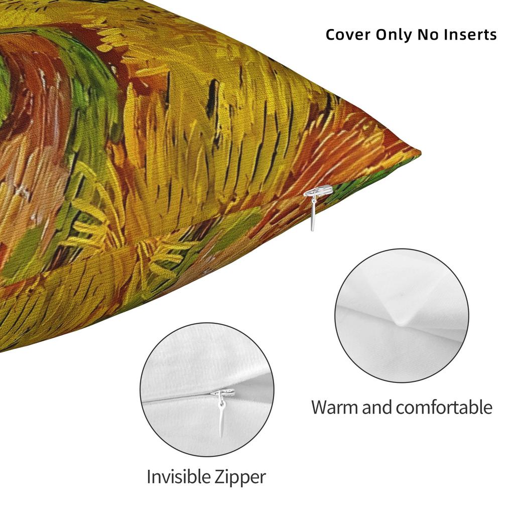 Wheatfield With Crows Van Gogh Pillowcase Polyester Cushion Cover Decorative Oil Painting Throw Pillow Case Cover Home 40X40cm