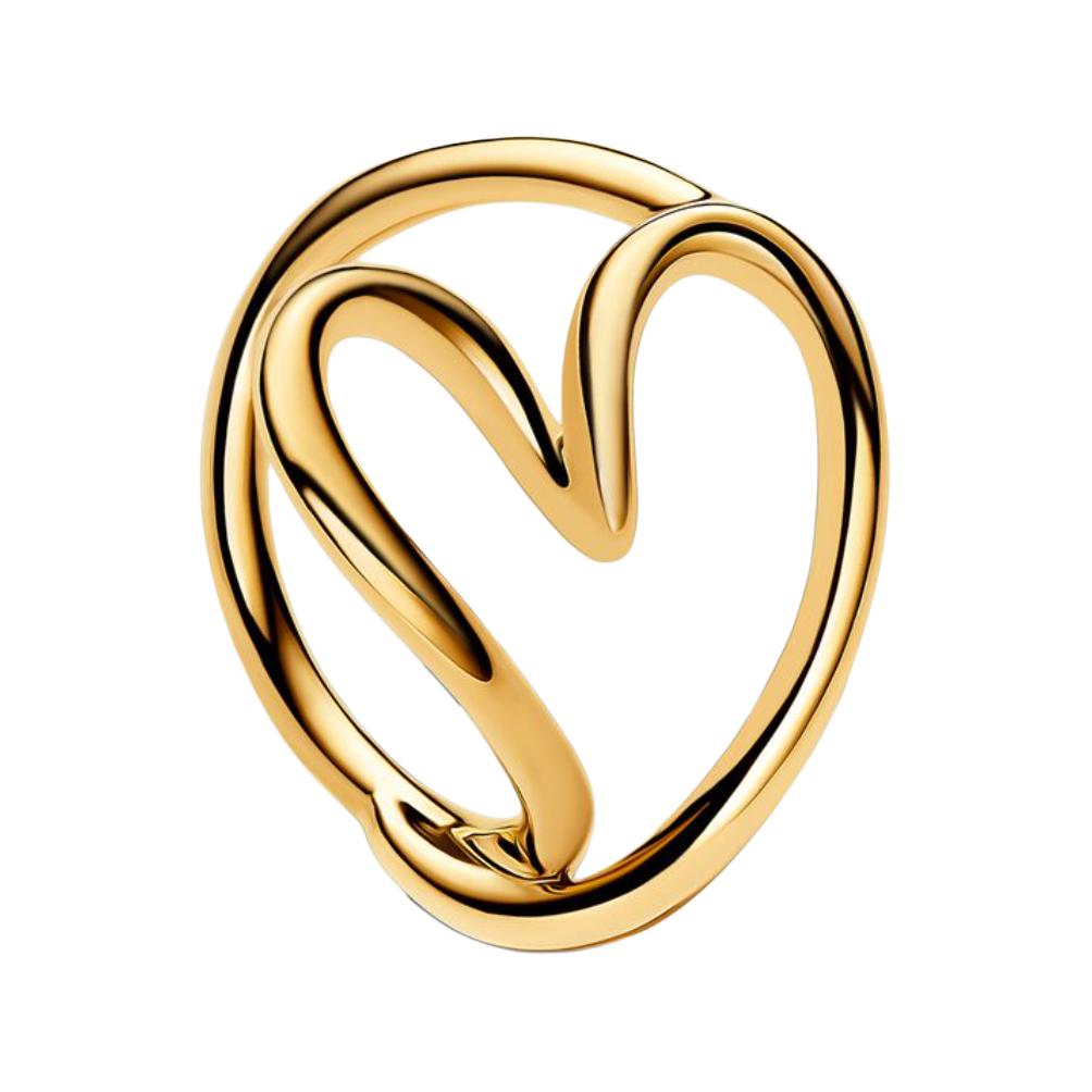 Pandora Organic Shape Heart Hollow Design Ring Women rings Gold 163288C00 Box,52
