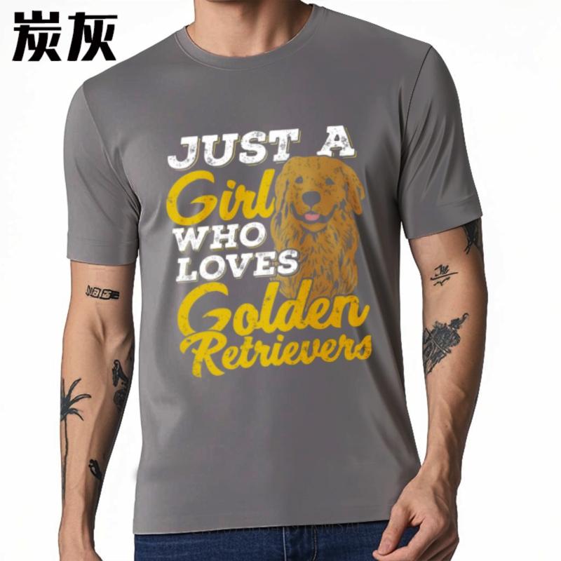Relaxed Fit For Her Round Neck T Shirt Vintage Just A Girl Who Loves Golden Retrievers Retro Unisex Tee Shirt Comfort Tshirt