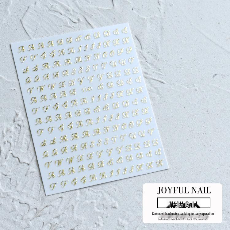 3D Laser Nail Stickers - Russian Symbols, Letters, Numbers for Influencer Style