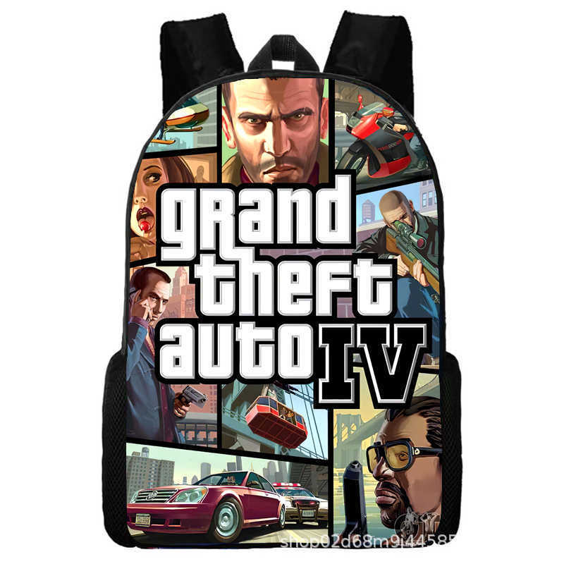 Grand Theft Auto Grand Theft Auto Периферийная Анимация Рюкзак Мужские и Женские Школьные Сумки standard