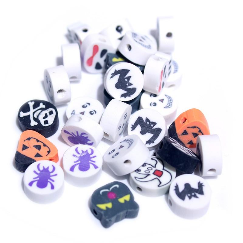 Halloween Polymer Clay Beads Spooky Skull Pumpkin Ghost Spacer DIY Jewelry Making 10mm 1000pcs
