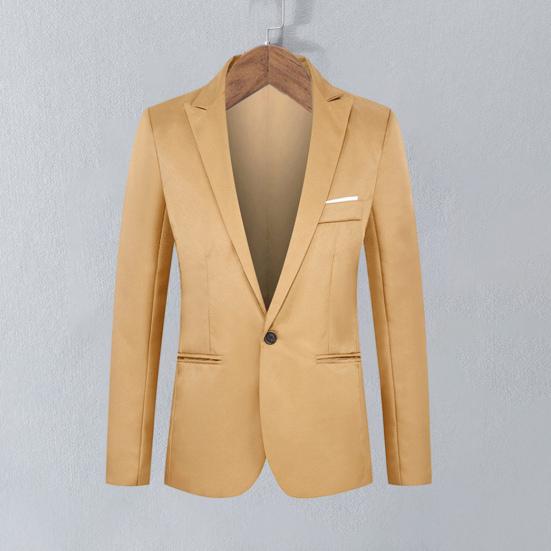 Jachetă de costum casual pentru bărbați, rever, mânecă lungă, buzunare cu un nasture, blazer slim fit, culoare solidă, costum de afaceri, haină, haine de lucru