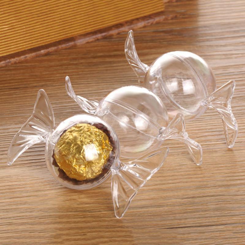 12 szt. Pudełko na czekoladki w kształcie cukierka, Ślubne, Urodzinowe, Pudełko na słodycze, Przezroczysty plastikowy pojemnik na przekąski, Artykuły na imprezy i święta