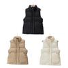 Down Puffer Vest For Women Stand Collar Sleeveless Puffer Jacket Casual Zipper