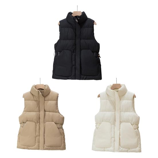 Down Puffer Vest For Women Stand Collar Sleeveless Puffer Jacket Casual Zipper