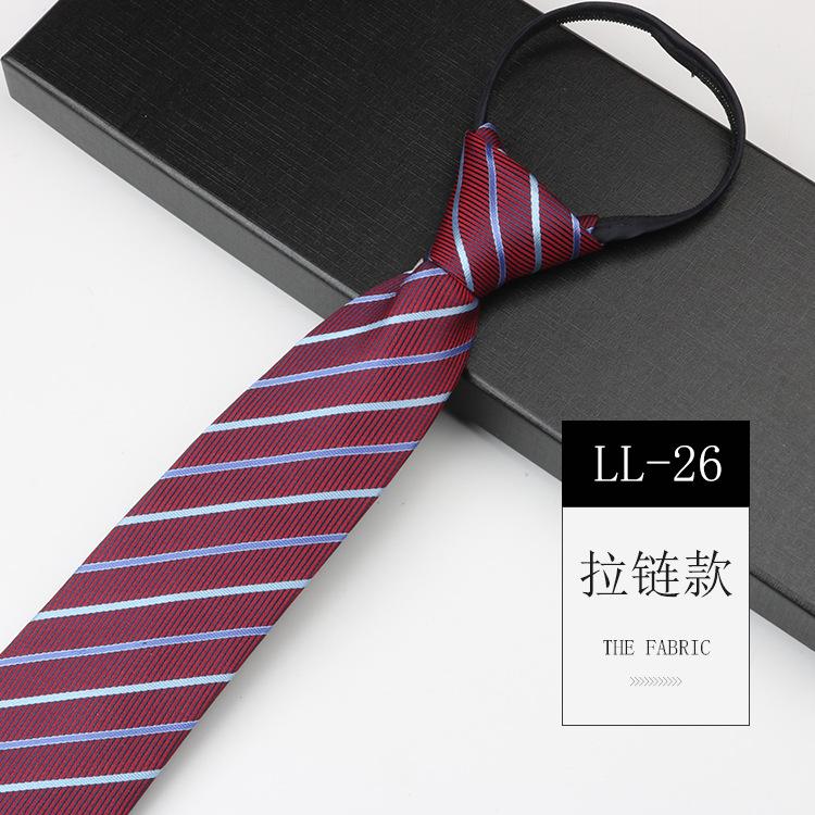 Tie Men'S, Business Zipper Work Security Shirt Striped Red Blue 8Cm Knot Free Easy To Pull