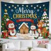 2D Flat - 2D Flat - 1pc 2D Flat Tapestry Christmas Scene Tapestry, Penguin Snowman Reindeer Gathering Under Festive Lights