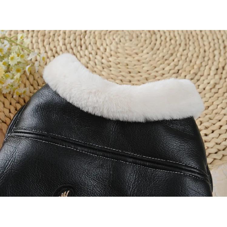 Flying Eagle PU Dog Clothes Plus Velvet Warm Pet Dog Coat Winter Thicken Leather Puppy Jacket Clothes For Small Medium Dogs Cats
