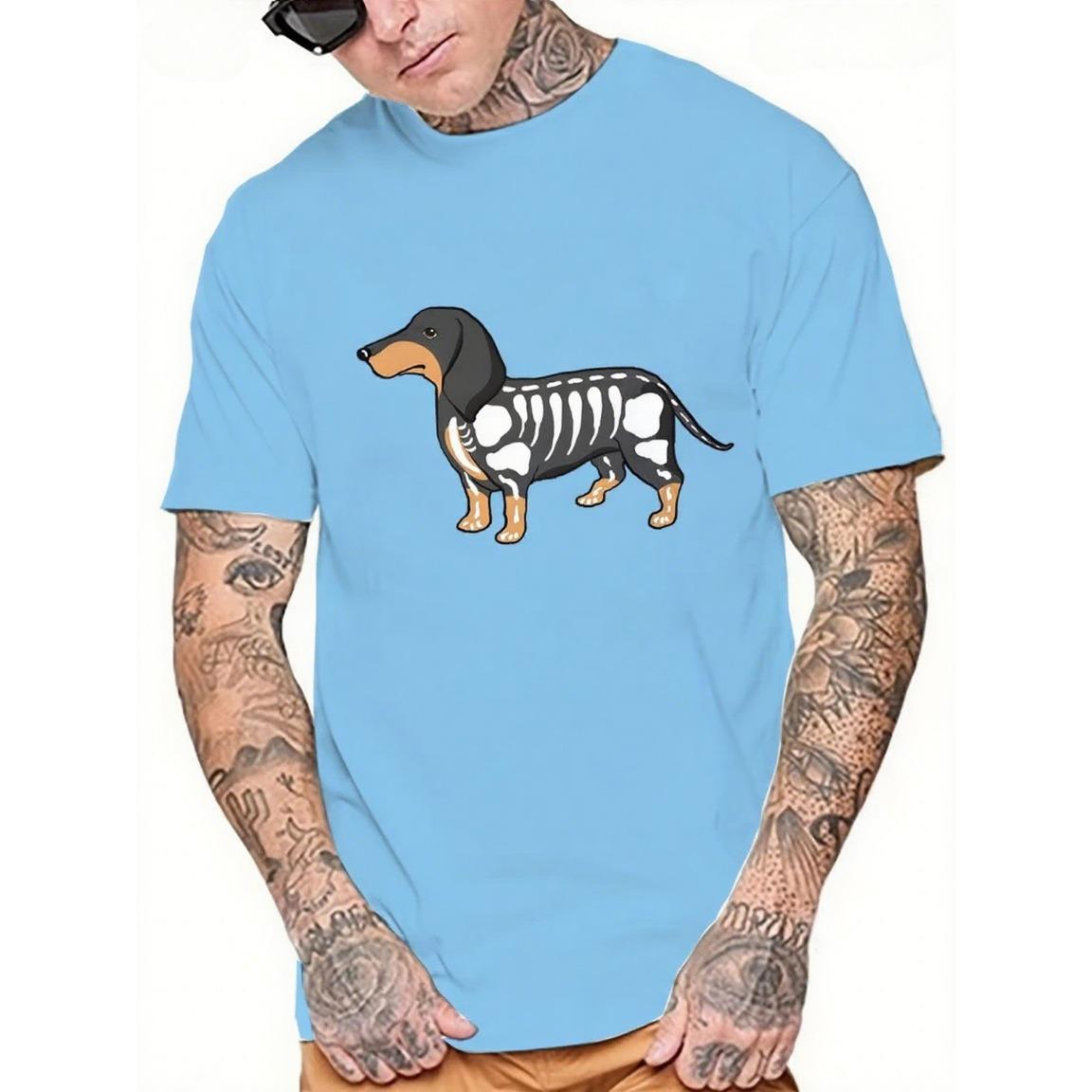 

Летние футболки с круглым вырезом и забавным принтом таксы, 3D-печать, модные повседневные футболки с коротким рукавом для мужчин 6XL