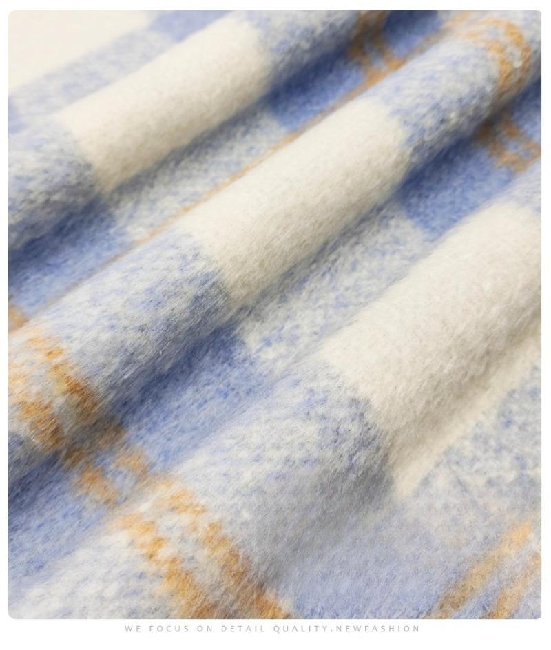 Thickened Matte Checkered Fabric Vintage Soft for Handmade Diy Sewing Clothing Skirts Winter Coat Jackets Pants Material