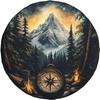 1pc Spare Tire Cover For RV Camping Vehicle, Natural Mountain Compass Tire Cover, Universal Wheel Cover For RV Travel Trailer Ca