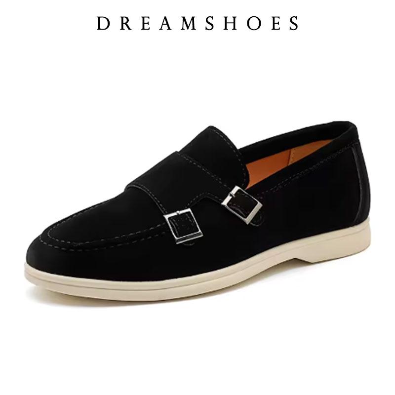 

Suede Leather Monk Shoes Men s Business Casual Shoes Handmade Loafers Leisure Slip on Flats Outdoor Male Driving Moccasins 46