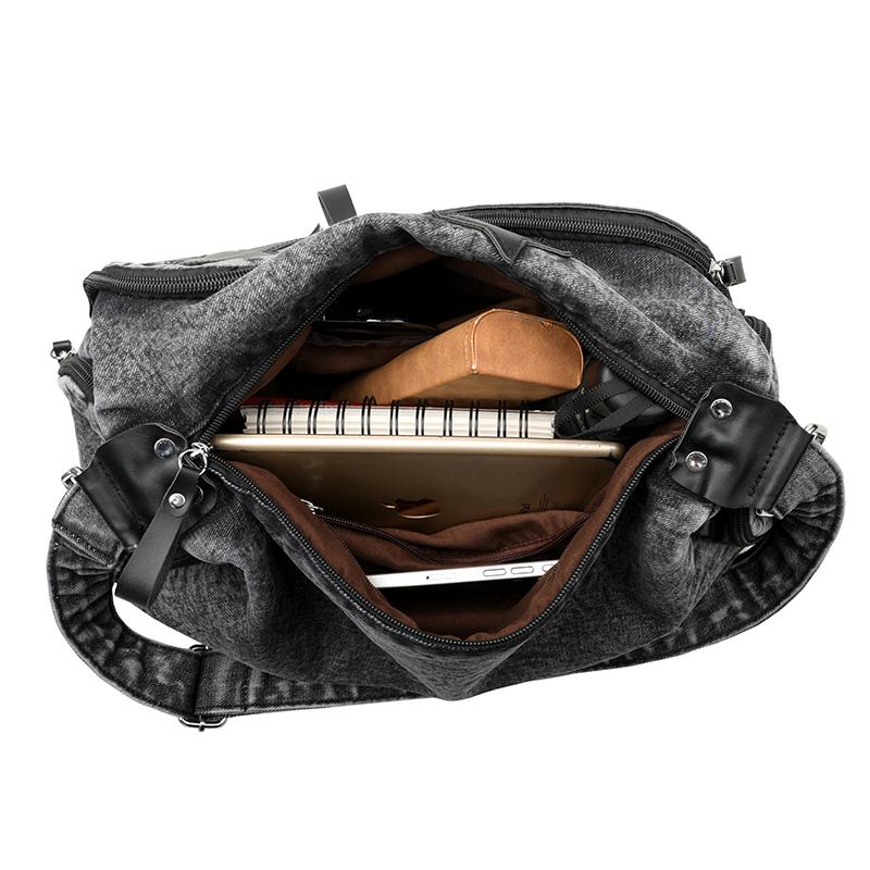 Women'S Shoulder Bag Ladies Large Capacity Denim Shoulder Crossbody Bag Leisure Commuting Handbag Star Tote Bag