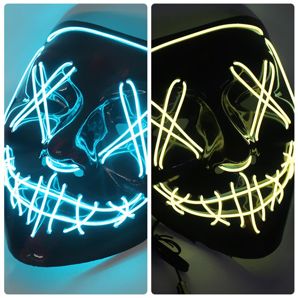 Masca LED Strălucitoare de Halloween Mască LED Petrecere Mască Masti Mascaradă Mască Neon Luminoasă în Întuneric Recuzită Horror Costum Petrecere