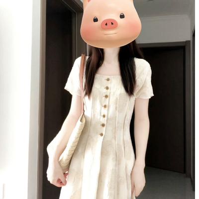 Summer Waist Pinch Dress Women's New Atmosphere Wear Long Dress
