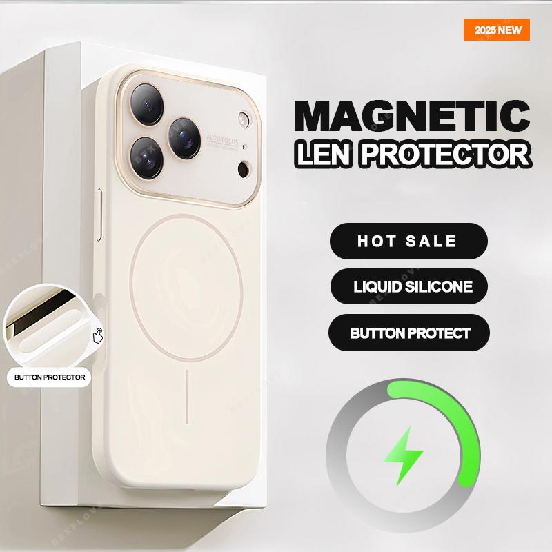 Big Window Magnetic Phone Case for For Iphone 17 Air 16 1 13 14 Pro Max Liquid Silicone Shockproof Protector Cover