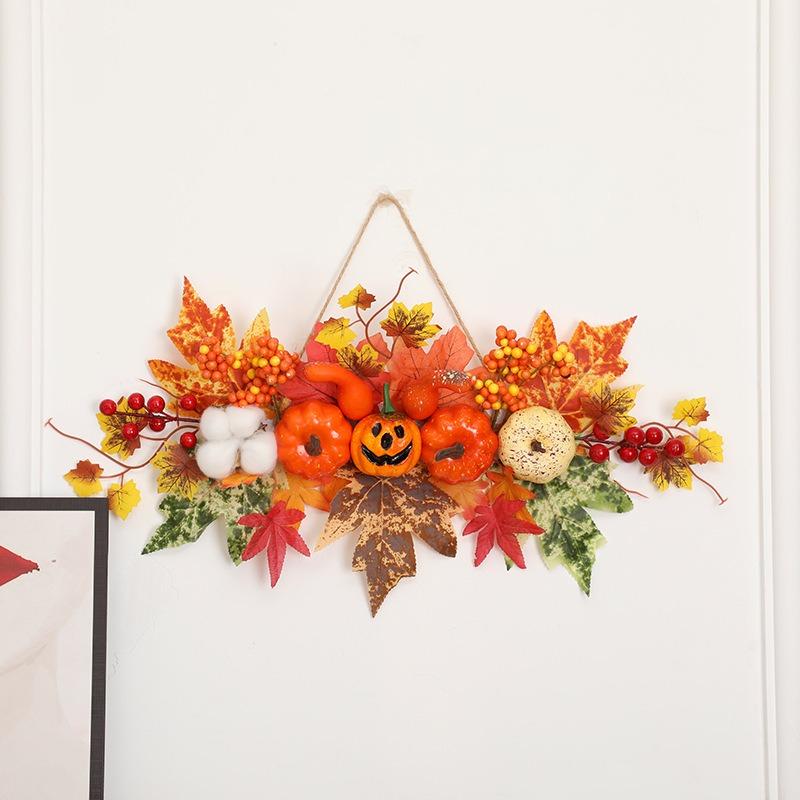Halloween Decoration Maple Leaf Pumpkin Decorative Pendant Harvest Festival Wall Hanging Props Autumn Fall Decorations