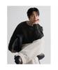 Layered Detail Round Pullover Black