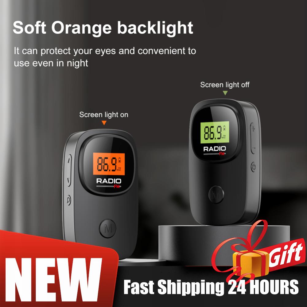 LCD Display Mini Radio Portable FM Radio Digital Tuning Pocket Radio Receiver with Earphone Battery Operated Radio with Clip