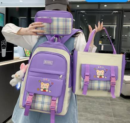 Schoolbag Female College Student Campus Canvas Bag Grades 3 to 5 and 6 Large Capacity Middle School Student Junior High School Student Backpack Female