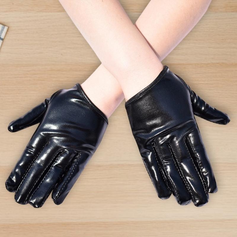 Women Glossy Short Gloves Punk Styles Hand Gloves For Fashion And Comfortable Night Club Music Festival Handwear