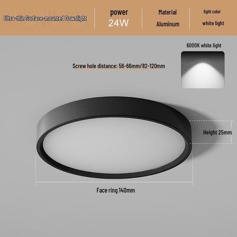 Ultradünne LED Aufbau Deckenleuchte Rund für Gänge, Flure, Eingangsbereiche - Stanzfreie Installation