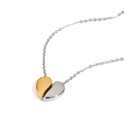 Youthway Neuankunft Edelstahl Zweifarbig Liebesherz Anhänger Halskette Für Damen Wasserdicht Schick Schmuck Valentinstag