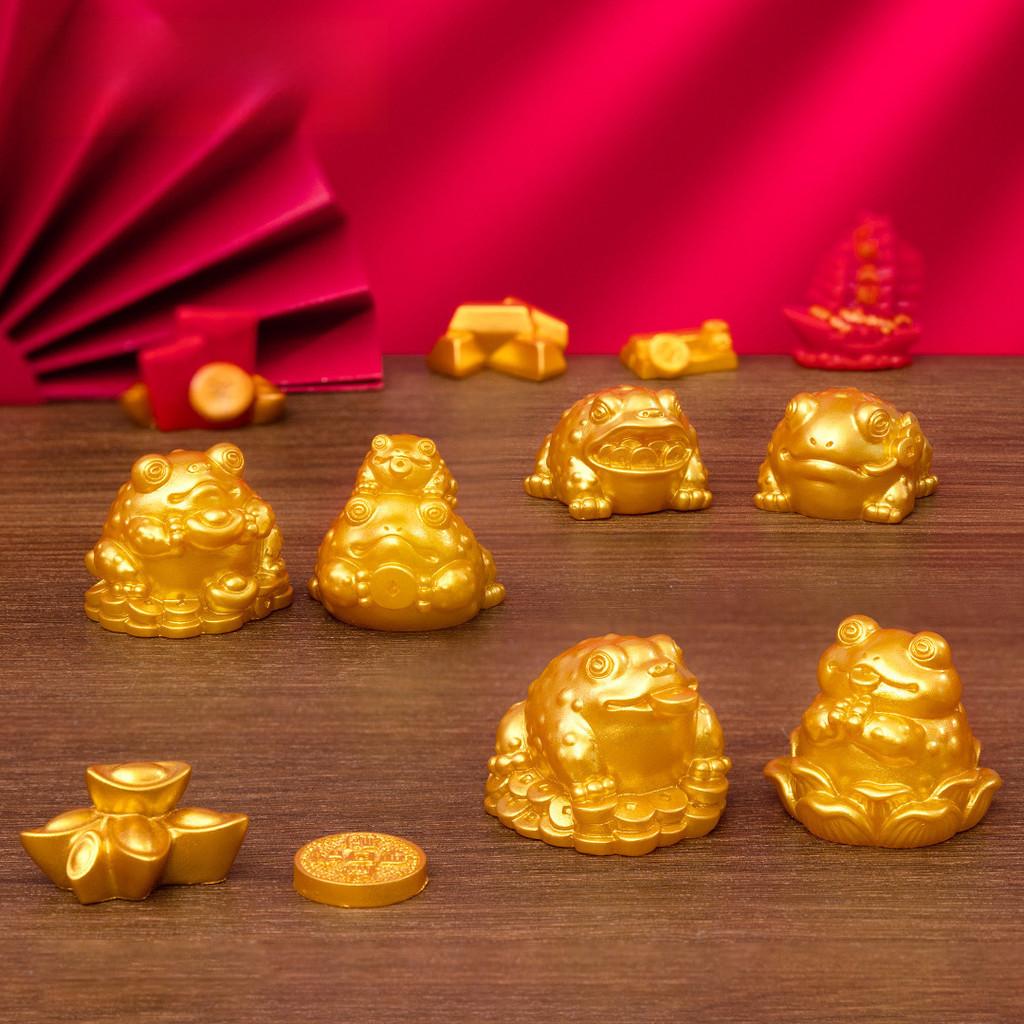 Resin Beautiful Wealth Frog Miniature For Good Luck Chinese Art Sculpture Decor