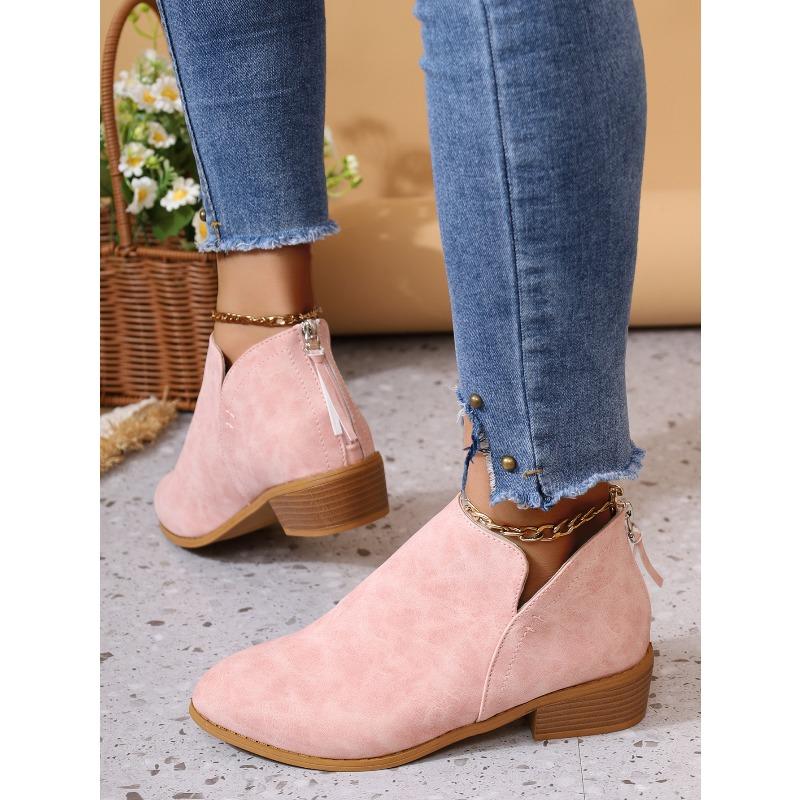 Europejskie i amerykańskie duże rozmiary krótkie rurki gruby obcas buty Martin damskie jesienno-zimowe szpiczaste tylny zamek frędzle cienkie gołe botki