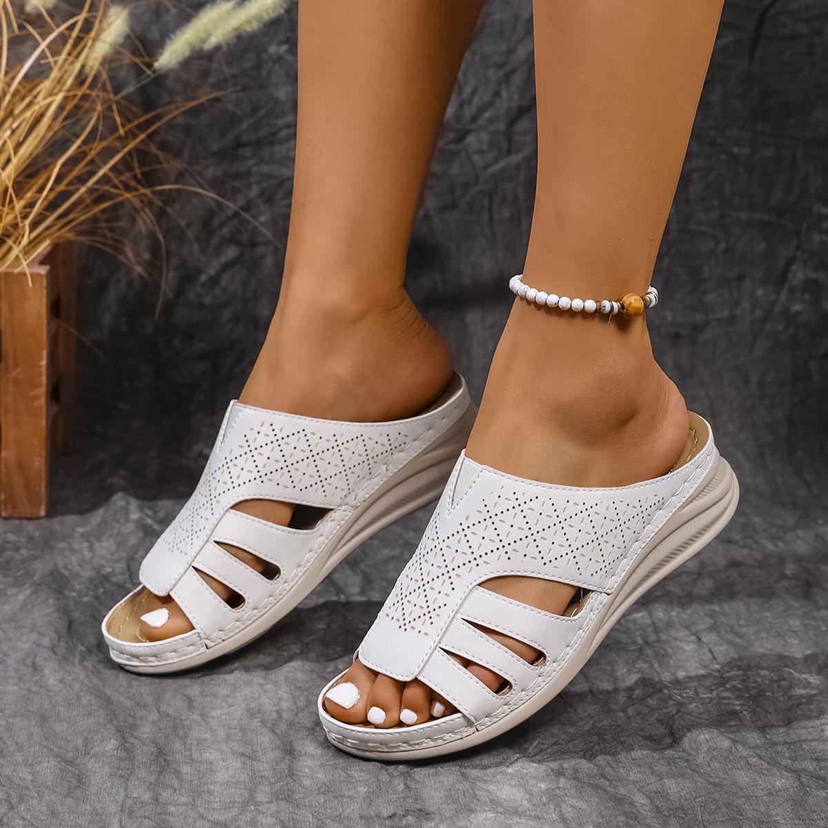 22 летние новые римские сандалии на танкетке со стразами, ажурные, с молнией сзади, повседневные сандалии 36