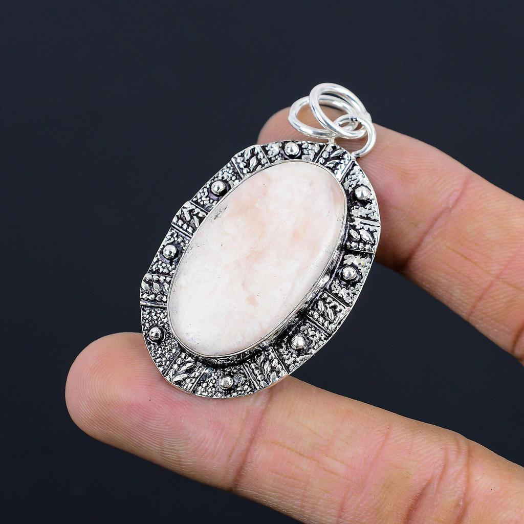 Anniversary Gift For Her Natural Scolecite Gemstone Pendant 925 Sterling Silver