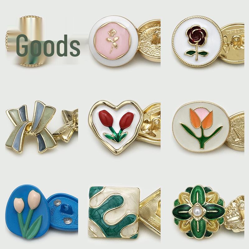 Versatile Coat and Sweater Buttons: Flower, Tulip, Heart, Square, and Bow Designs