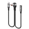 Nylon Braided USB Extension Cord USB to Type c USB Splitter 66W Power Delivery 90Degree Bend Design for Compactly Space