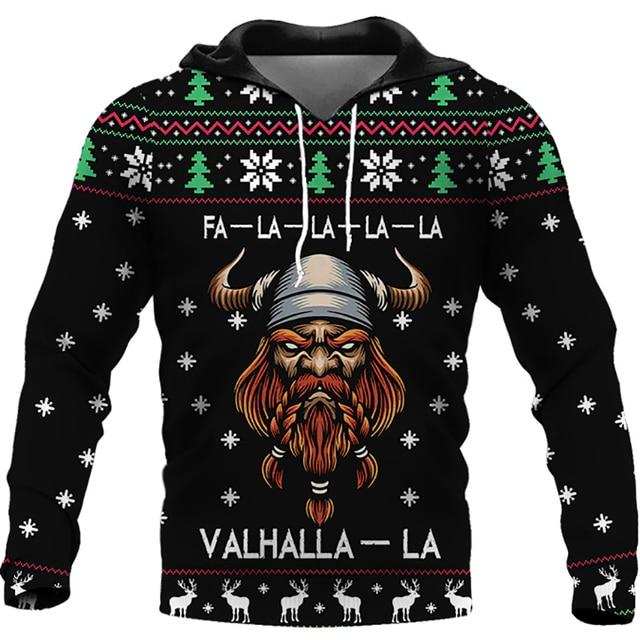 Vzor Vikings Podzim Pánské mikiny s kapucí Viking Mythology Potisk Unisex Pulovr Street Punk Bundy pro volný čas Kabát