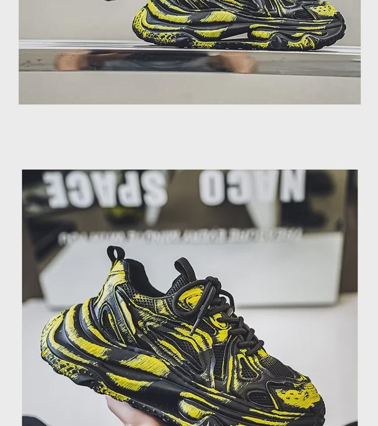 Thick-Soled Men's Height-Boosting Dad Sneakers, Trendy Street Style Casual Sports Shoes for Spring and Autumn.