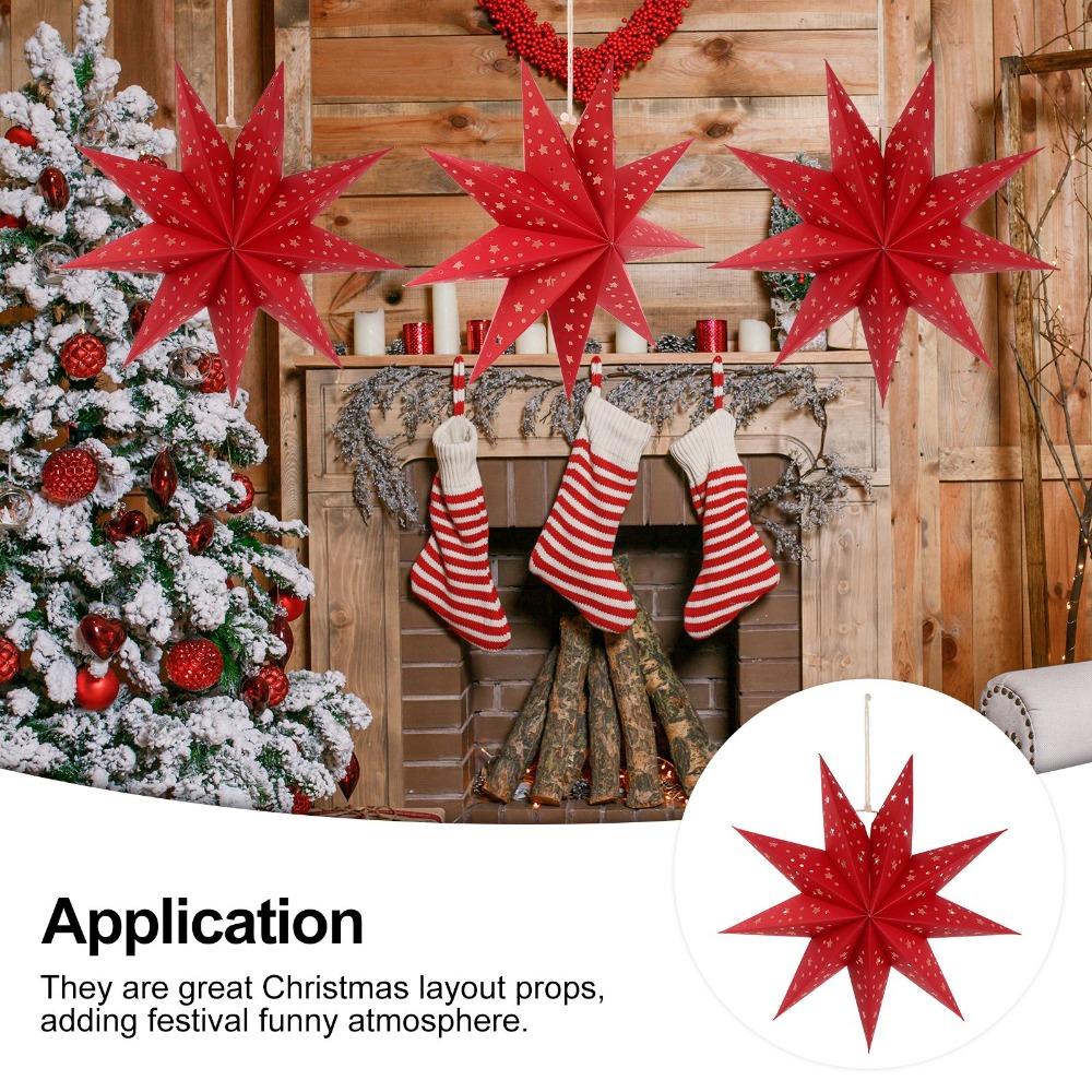 Home Decors Xmas Ornament Nine-pointed Star Christmas Lanterns Star Lamp Shades Hanging Pendants