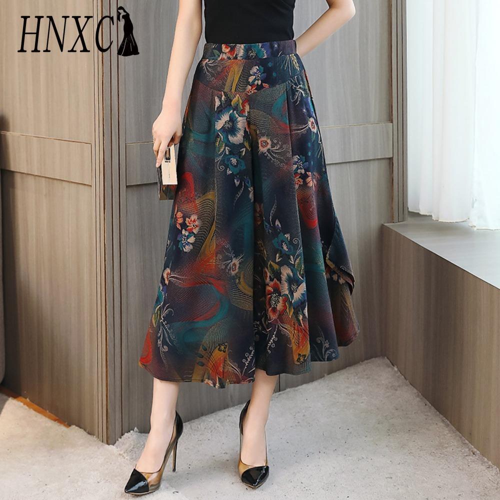 

HNXC 10 цветов Летние брюки больших размеров с широкими штанинами Женские Свободные Богемные Летние Брюки с высокой талией Женские брюки XL-4XL XXXXL