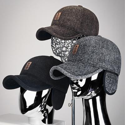 Middle-Aged and Elderly Autumn Winter Men's Cotton Cap Windproof Coldproof Ear Protection Father Cap Velvet Thick Warm Baseball Cap