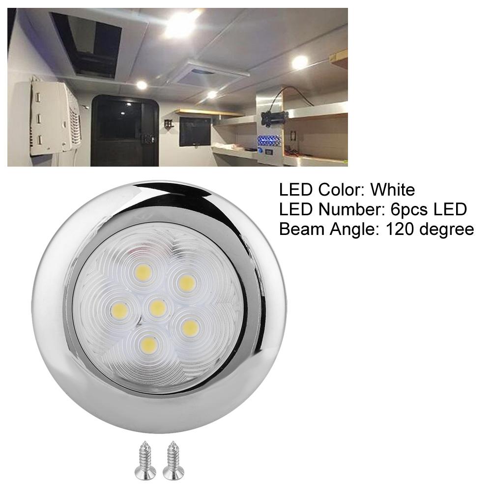 For Marine Boat Yacht 6 LED Light Dome Light Lamp 12V DC Stainless Steel White