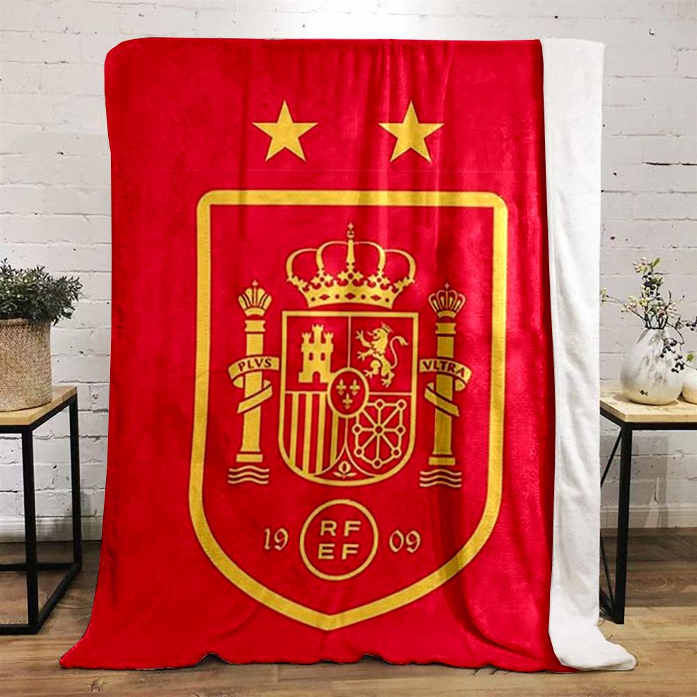 Spain National Football Team Emblem Design Warm Blanket Flannel Blanket for Bedroom, Living Room, Sofa, and Nap Sofas
