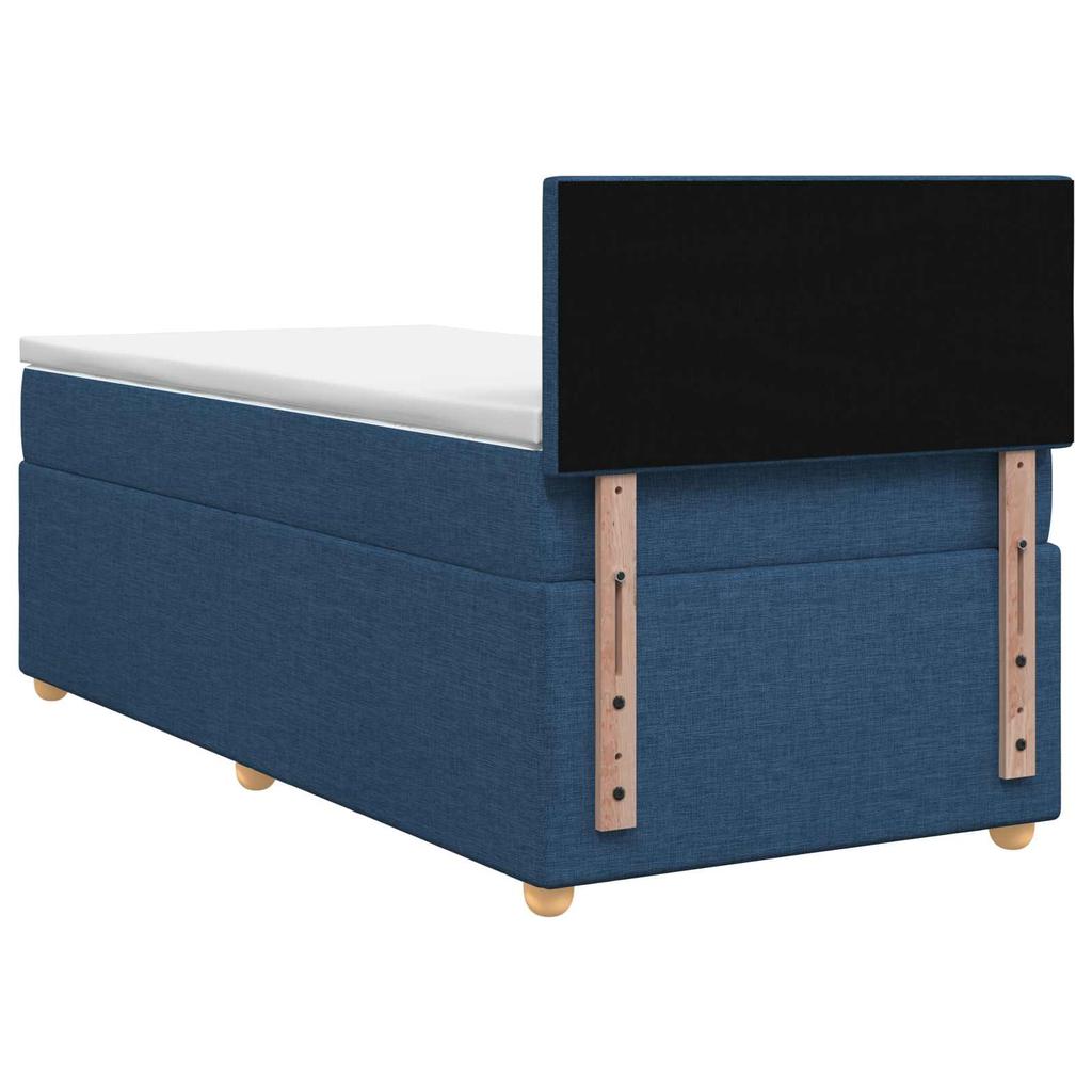 Box Spring Bed with Mattress and Headboard Blue 90 x 200 cm Fabric