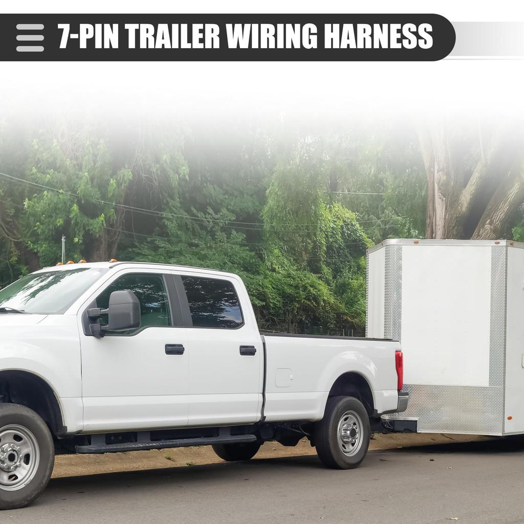 Motoforti 7-Pin Trailer Wiring Harness with Connector for Ford F-250 Super Duty (1999-2001), Plastic, Black, 1 Set