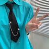 Unisex Japanese Student Uniform Adjustable Pre Tied Necktie Aesthetic Hiphop Vintage Punk Metal Chain Neck Tie Neckwear
