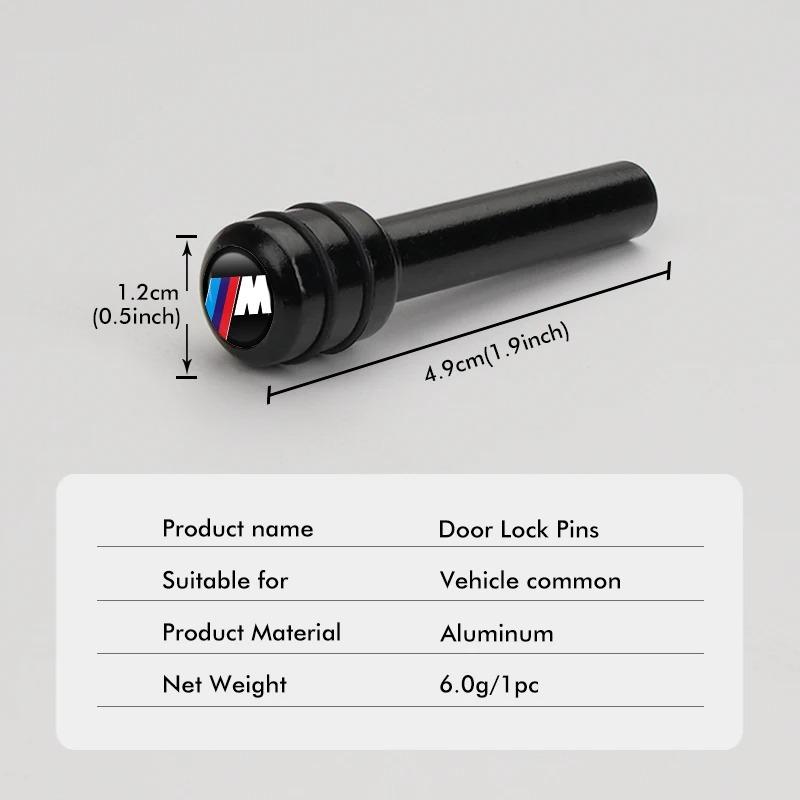 LJEEG1 2026 Car Sticker 4Pcs Car Door Lock Knob Alloy Security Insurance Pull Pins For BMW M E34 E36 E60 E90 E46 E39 E70 F10 F20 F30 X5
