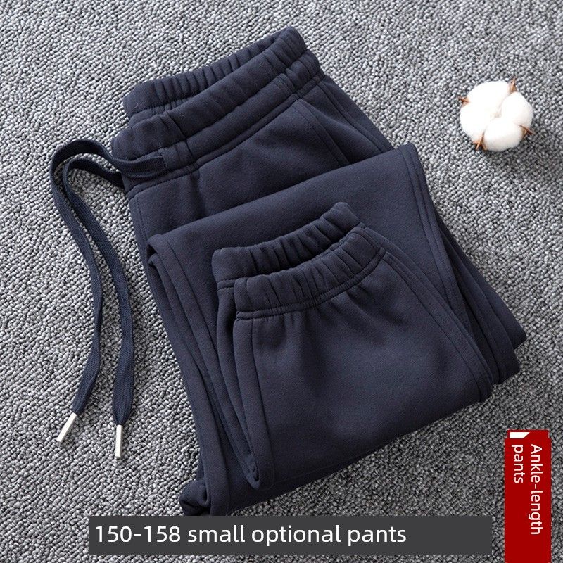 Spring Red Pure Cotton Casual Female Winter Fleece-Lined Track Pants