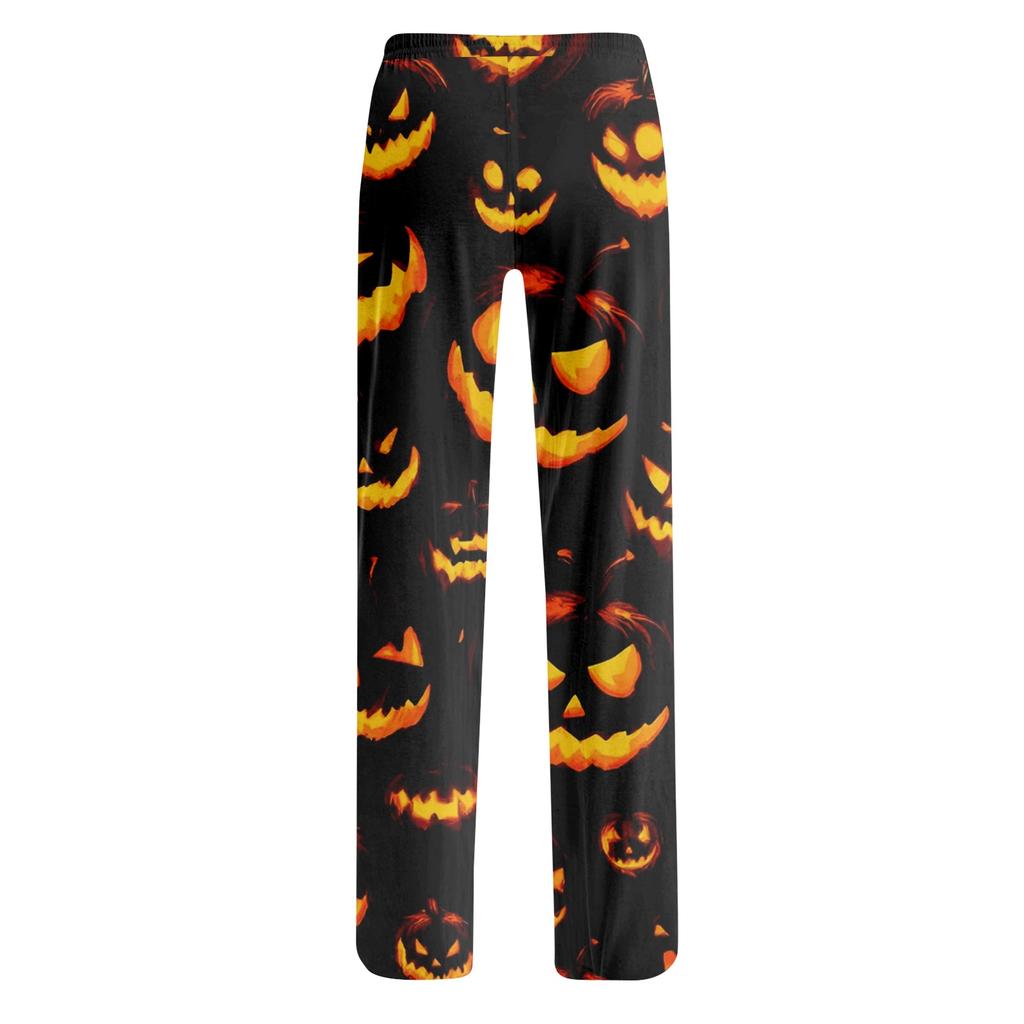 Women's Halloween Printed Drawstring Pajama Pants - Soft Casual Sleep Pants with Spooky Print - Comfortable Wear for Women